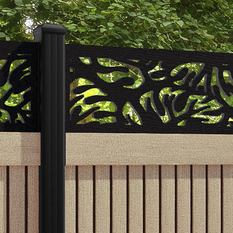 Virtis Botanic Fence Panel - Light Oak - with our aluminium posts