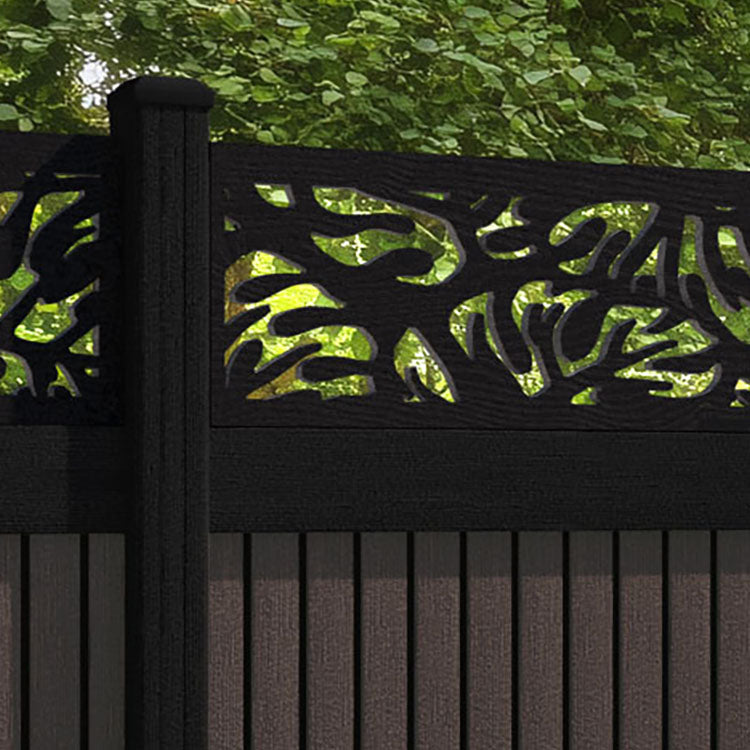 Virtis Botanic Fence Panel - Mid Brown - with our composite posts