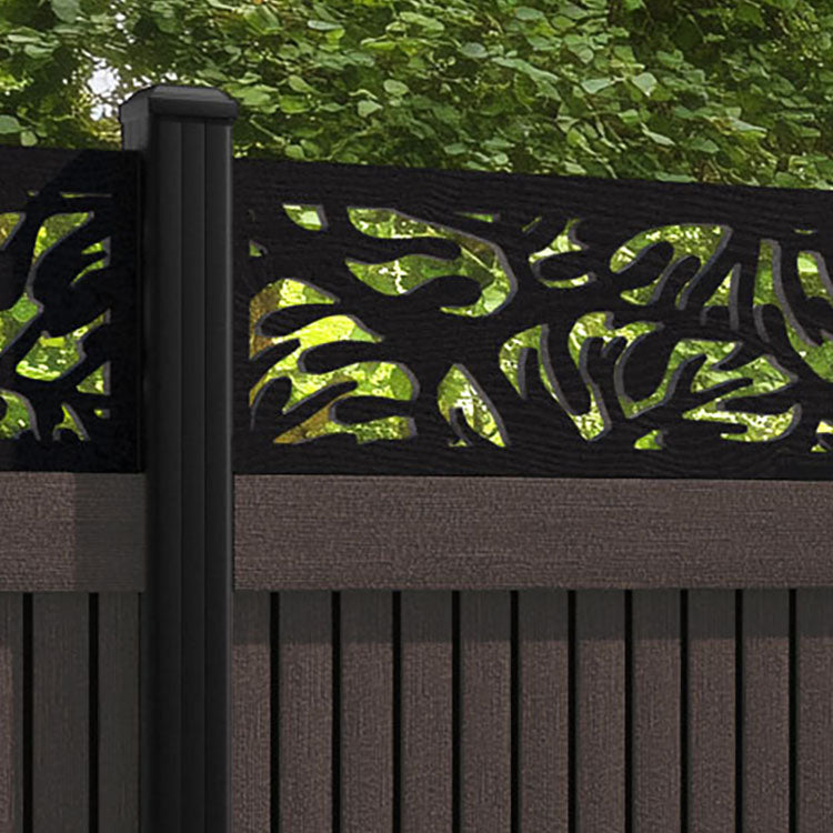 Virtis Botanic Fence Panel - Mid Brown - with our aluminium posts
