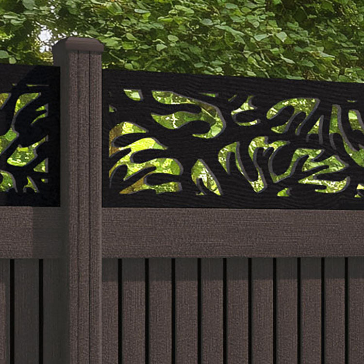 Virtis Botanic Fence Panel - Mid Brown - with our composite posts