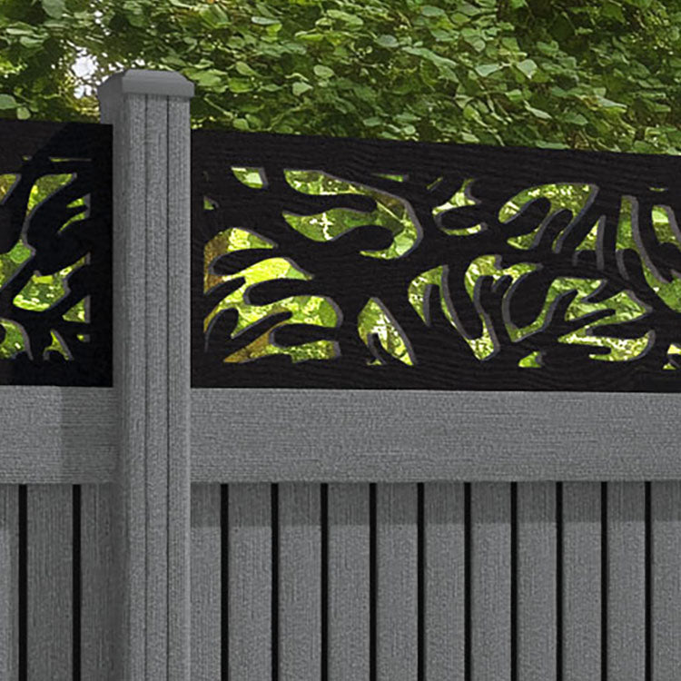 Virtis Botanic Fence Panel - Mid Grey - with our composite posts