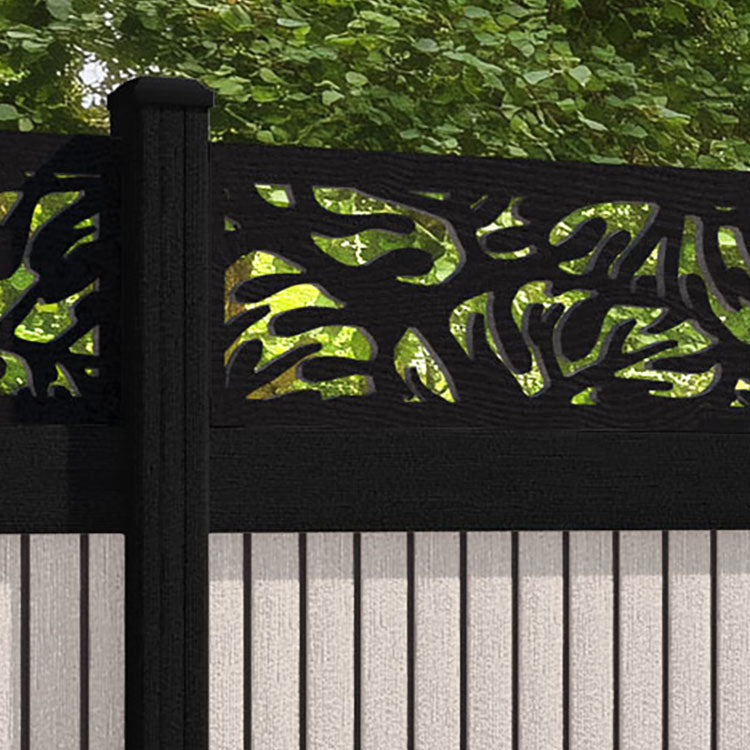Virtis Botanic Fence Panel - Mid Stone - with our aluminium posts