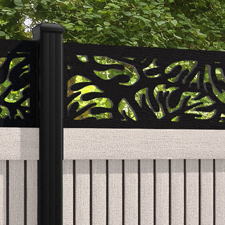 Virtis Botanic Fence Panel - Mid Stone - with our aluminium posts
