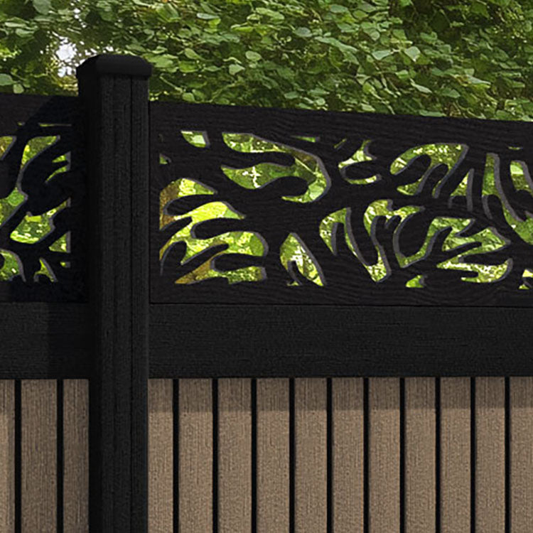 Virtis Botanic Fence Panel - Teak - with our aluminium posts