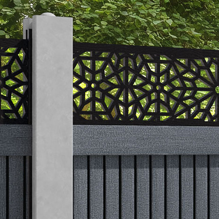 Virtis Alnara Fence Panel - Anthracite - for existing concrete posts