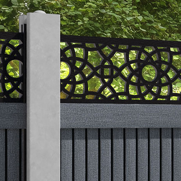 Virtis Ambar Fence Panel - Anthracite - for existing concrete posts