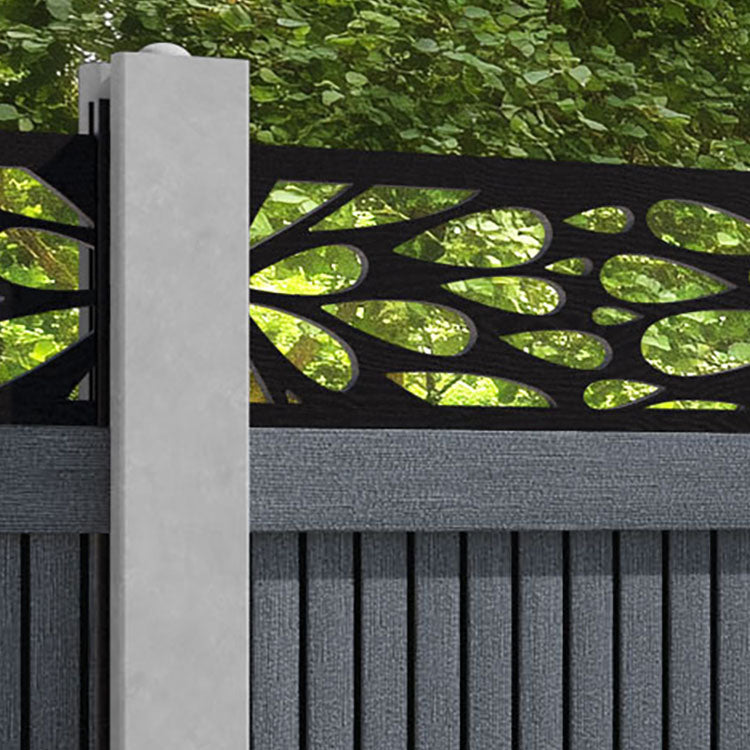 Virtis Blossom Fence Panel - Anthracite - for existing concrete posts