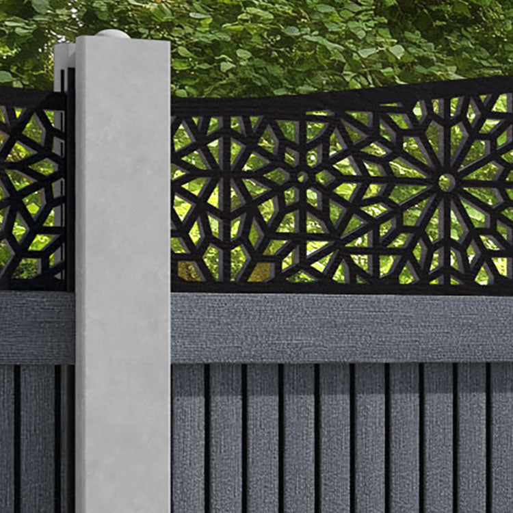 Virtis Alnara Curved Top Fence Panel - Anthracite - for existing concrete posts