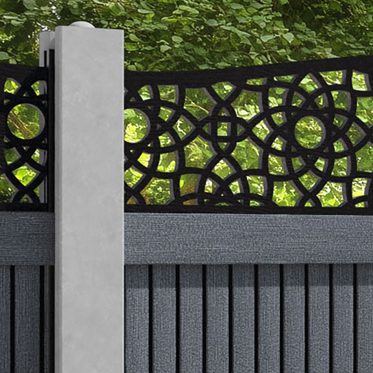 Virtis Ambar Curved Top Fence Panel - Anthracite - for existing concrete posts