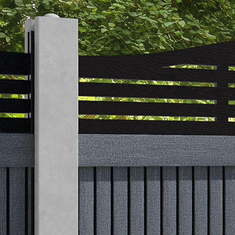 Virtis Aspen Curved Top Fence Panel - Anthracite - for existing concrete posts