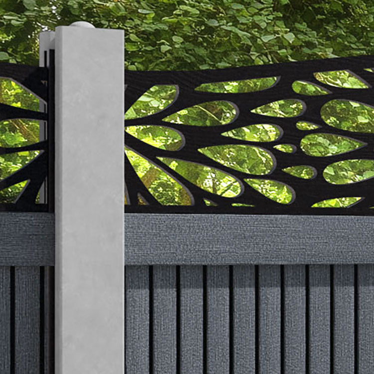 Virtis Blossom Curved Top Fence Panel - Anthracite - for existing concrete posts