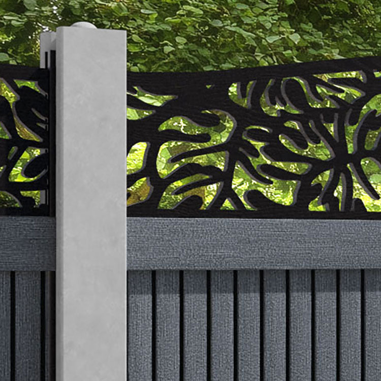 Virtis Botanic Curved Top Fence Panel - Anthracite - for existing concrete posts