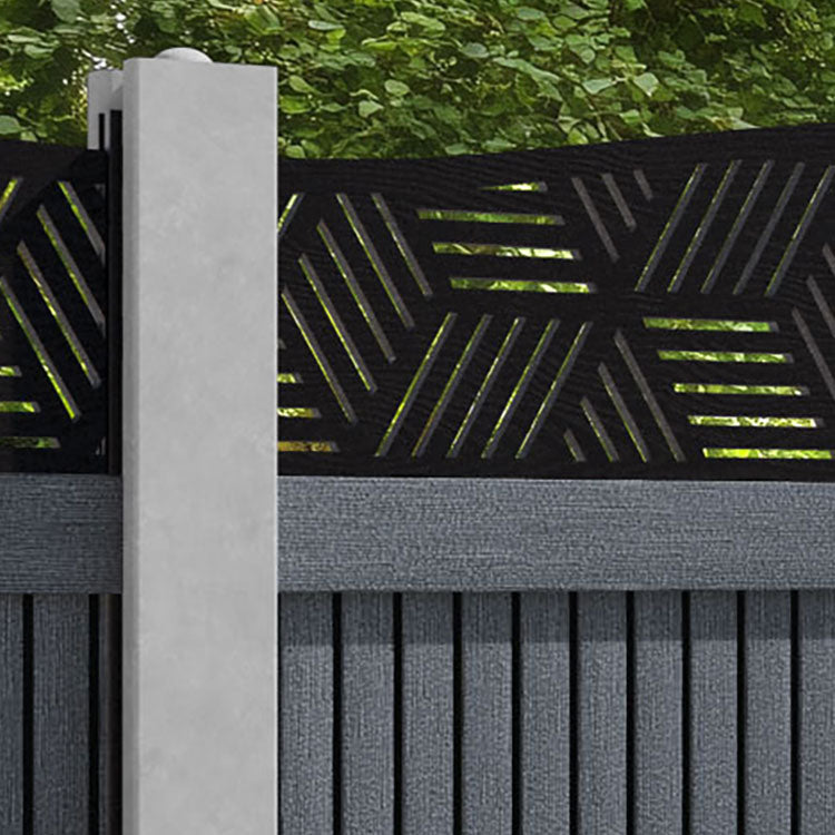 Virtis Cubed Curved Top Fence Panel - Anthracite - for existing concrete posts