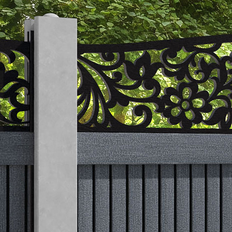 Virtis Eden Curved Top Fence Panel - Anthracite - for existing concrete posts