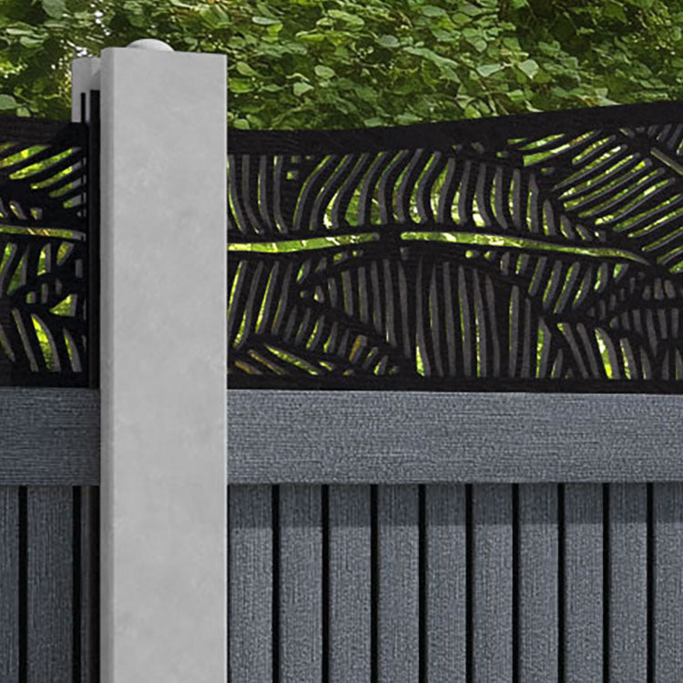 Virtis Feather Curved Top Fence Panel - Anthracite - for existing concrete posts