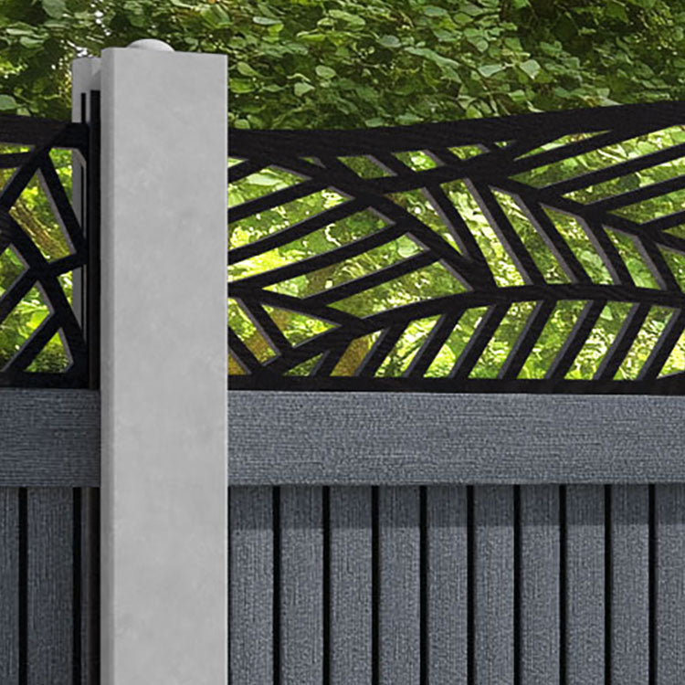 Virtis Habitat Curved Top Fence Panel - Anthracite - for existing concrete posts