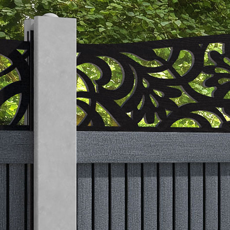 Virtis Heritage Curved Top Fence Panel - Anthracite - for existing concrete posts