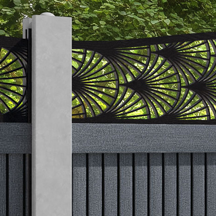 Virtis Laurel Curved Top Fence Panel - Anthracite - for existing concrete posts