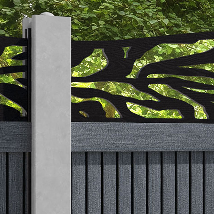 Virtis Malawi Curved Top Fence Panel - Anthracite - for existing concrete posts