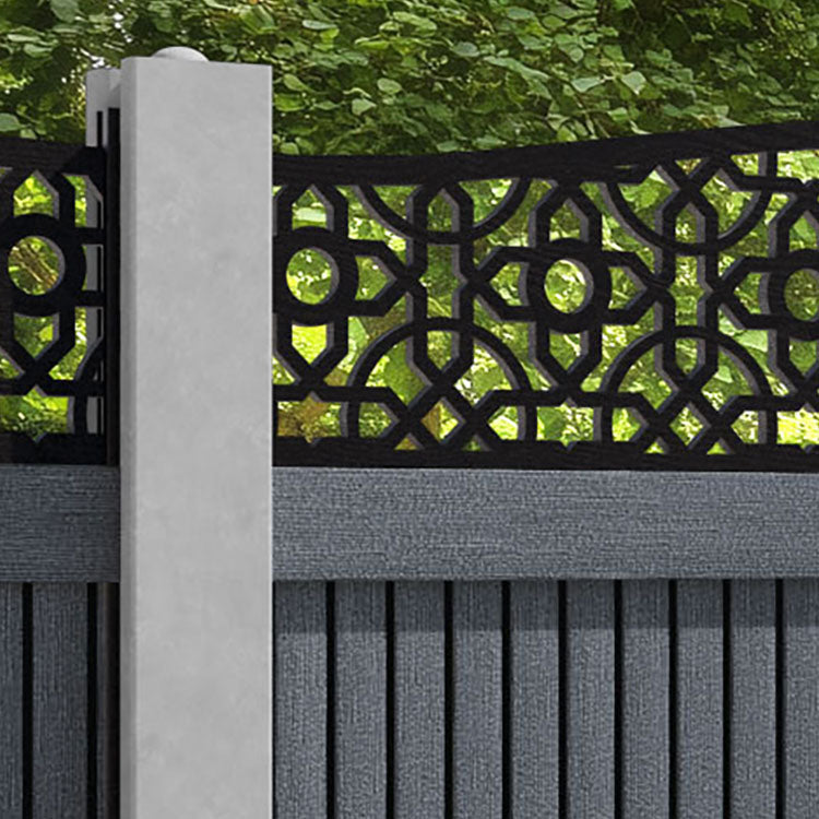Virtis Nabila Curved Top Fence Panel - Anthracite - for existing concrete posts