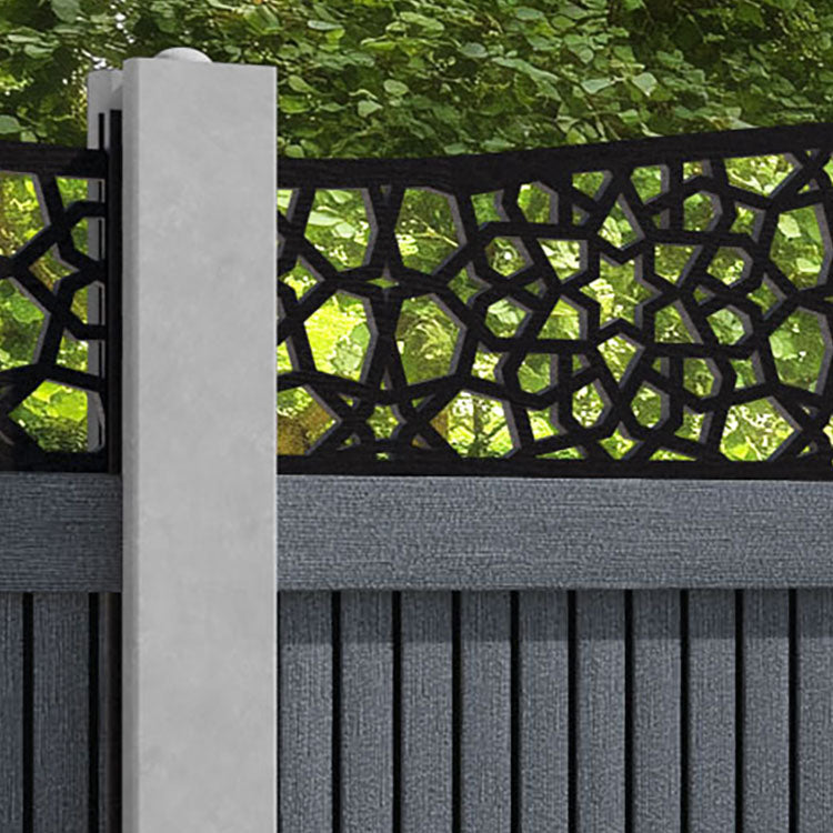 Virtis Nazira Curved Top Fence Panel - Anthracite - for existing concrete posts