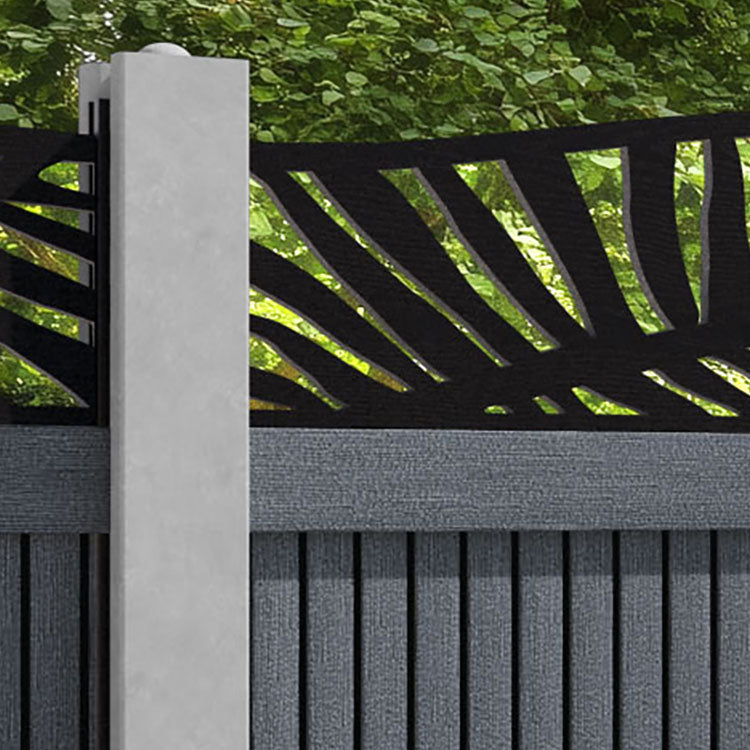Virtis Palm Curved Top Fence Panel - Anthracite - for existing concrete posts