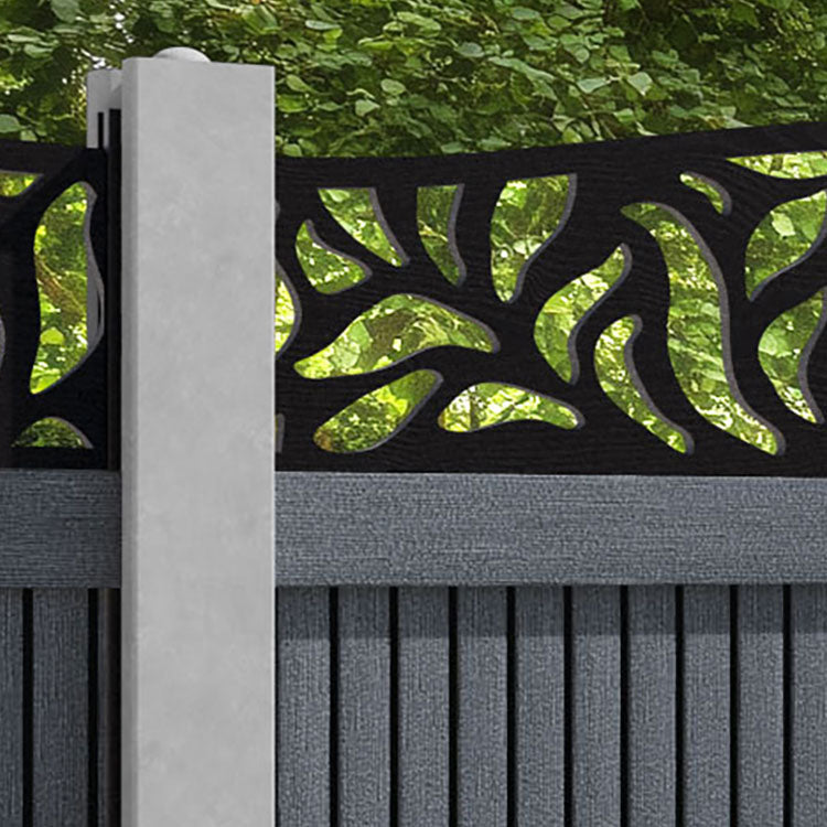 Virtis Plume Curved Top Fence Panel - Anthracite - for existing concrete posts