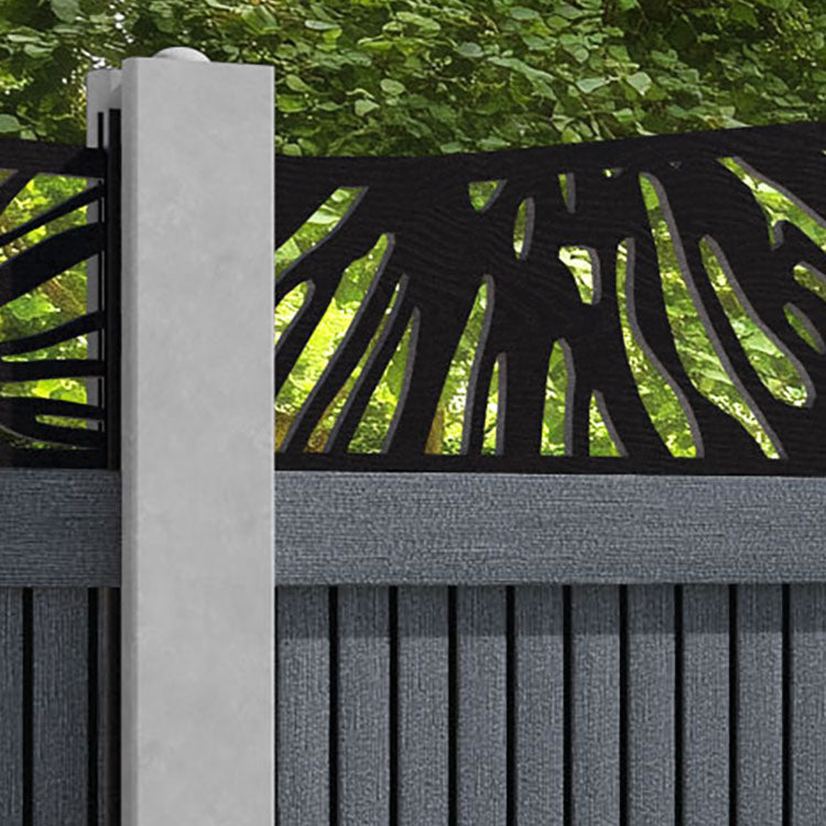 Virtis Poppy Curved Top Fence Panel - Anthracite - for existing concrete posts