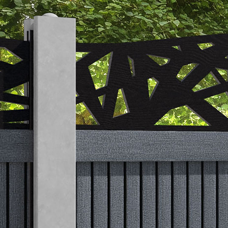 Virtis Prism Curved Top Fence Panel - Anthracite - for existing concrete posts