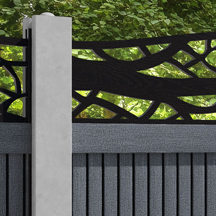 Virtis Twilight Curved Top Fence Panel - Anthracite - for existing concrete posts