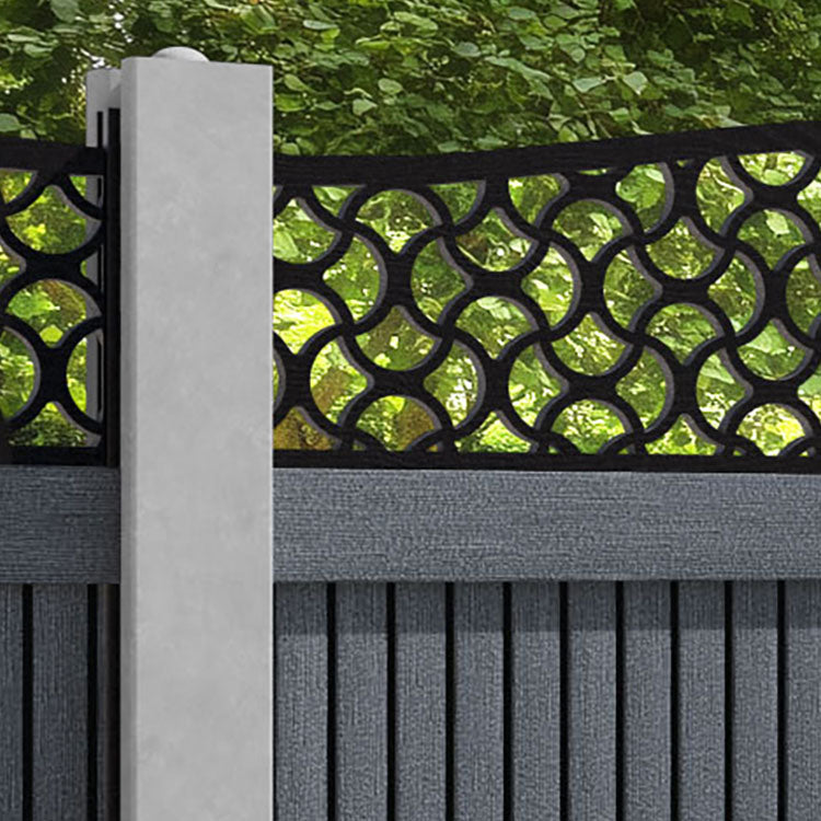 Virtis Vida Curved Top Fence Panel - Anthracite - for existing concrete posts