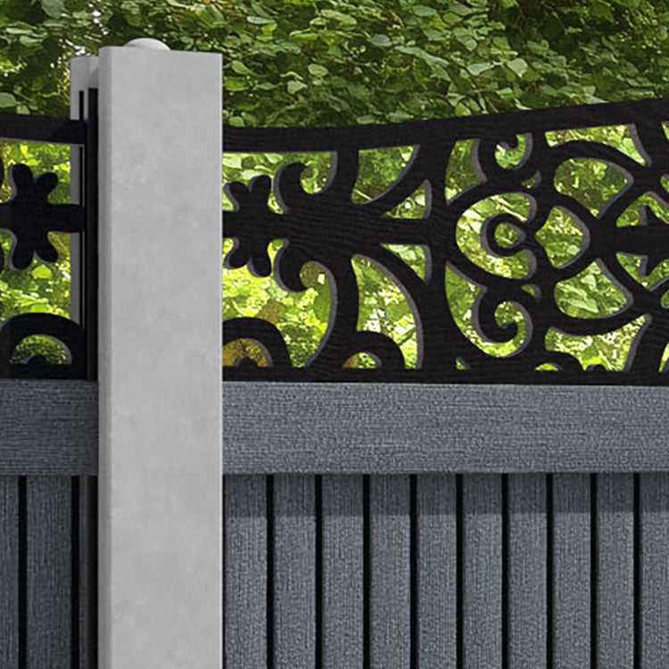 Virtis Windsor Curved Top Fence Panel - Anthracite - for existing concrete posts