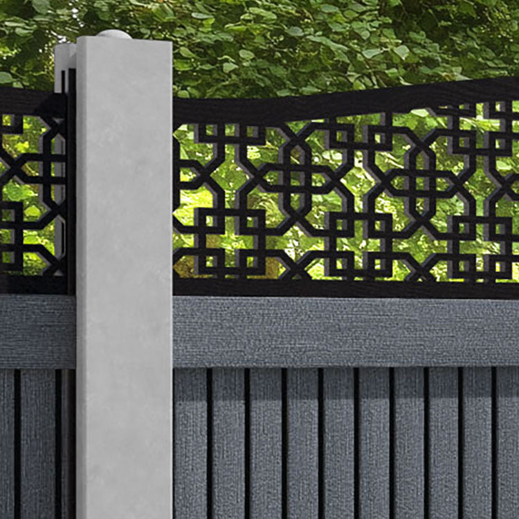 Virtis Zaria Curved Top Fence Panel - Anthracite - for existing concrete posts