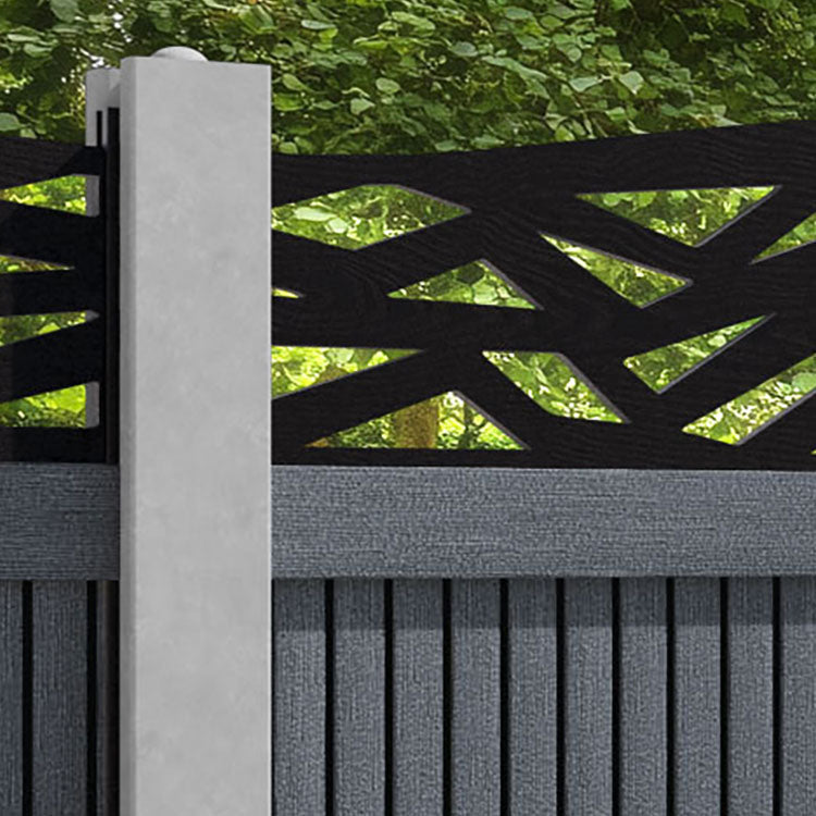 Virtis Zenith Curved Top Fence Panel - Anthracite - for existing concrete posts