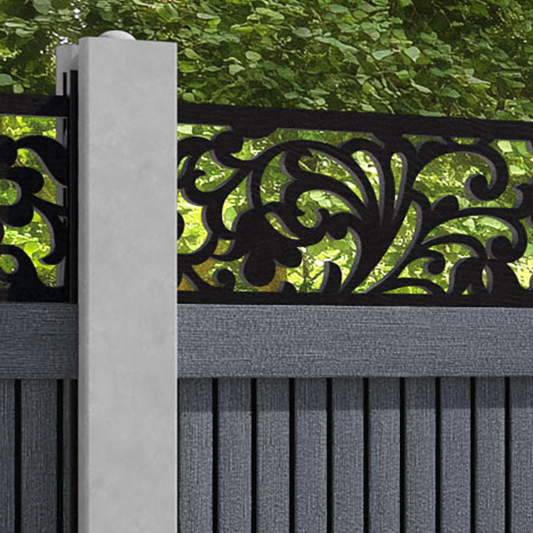 Virtis Eden Fence Panel - Anthracite - for existing concrete posts