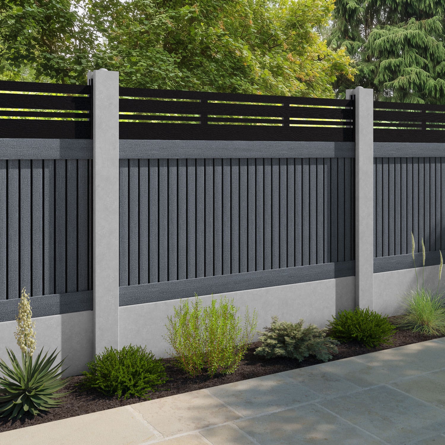 Virtis Linea Fence Panel - Anthracite - for existing concrete posts