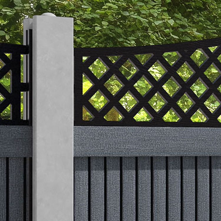 Virtis Oxford Curved Top Fence Panel - Anthracite - for existing concrete posts