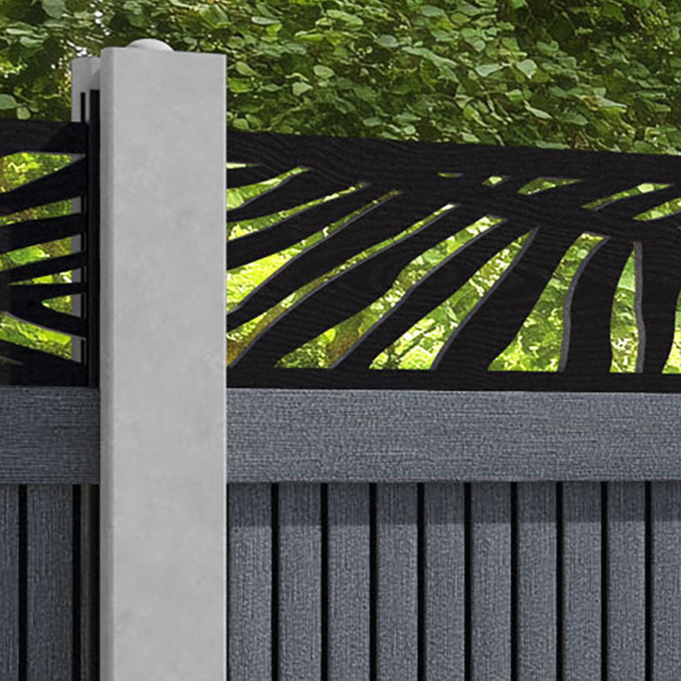 Virtis Palm Fence Panel - Anthracite - for existing concrete posts