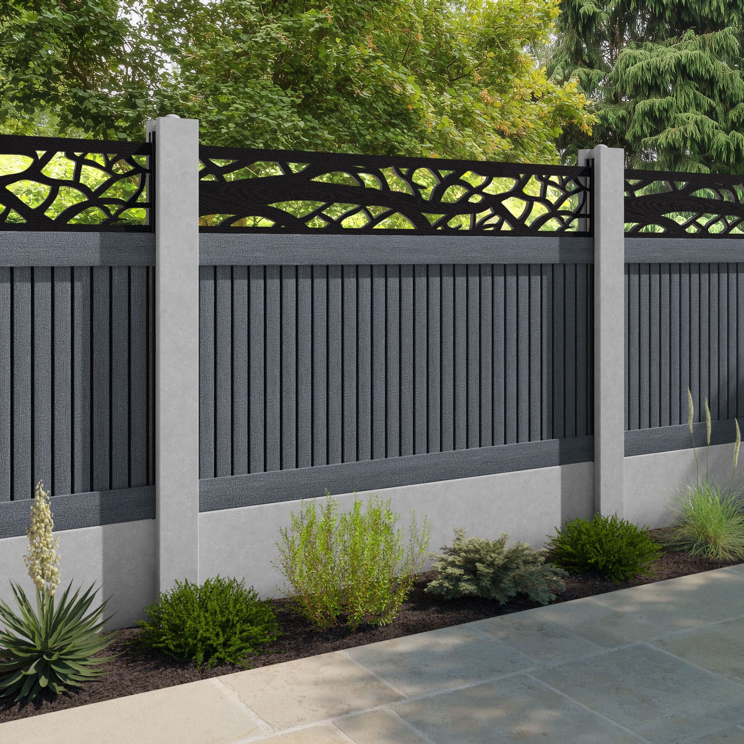 Virtis Twilight Fence Panel - Anthracite - for existing concrete posts