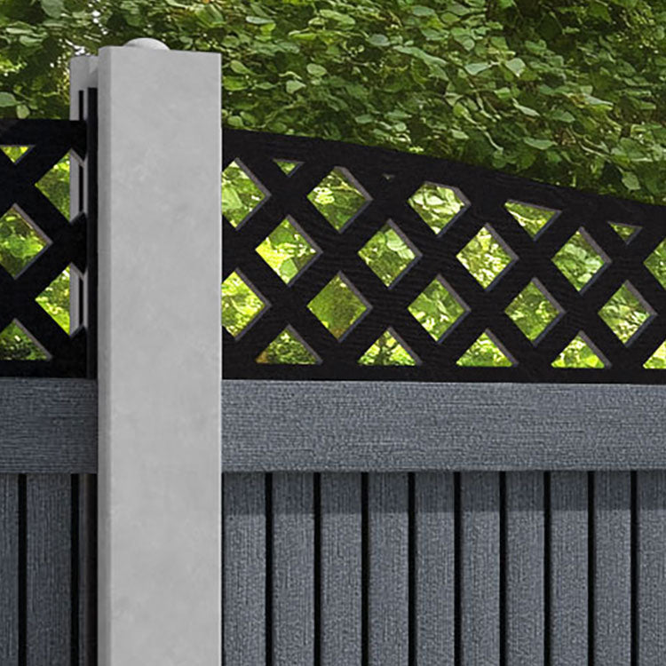 Virtis Low Wave Fence Panel - Anthracite - for existing concrete posts