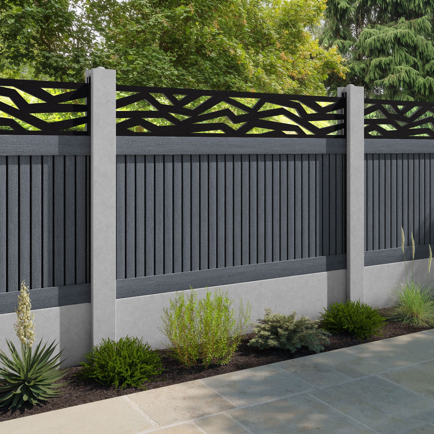 Virtis Zenith Fence Panel - Anthracite - for existing concrete posts