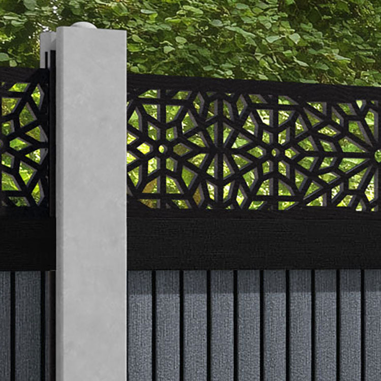Virtis Alnara Fence Panel - Anthracite - for existing concrete posts