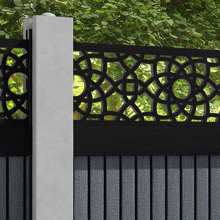 Virtis Ambar Fence Panel - Anthracite - for existing concrete posts