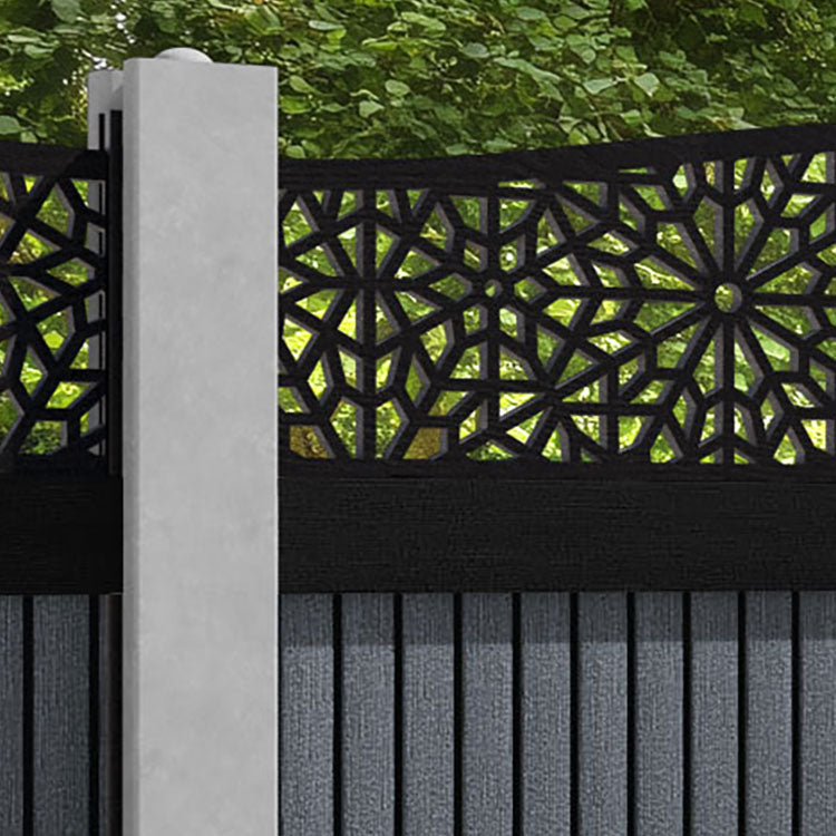 Virtis Alnara Curved Top Fence Panel - Anthracite - for existing concrete posts