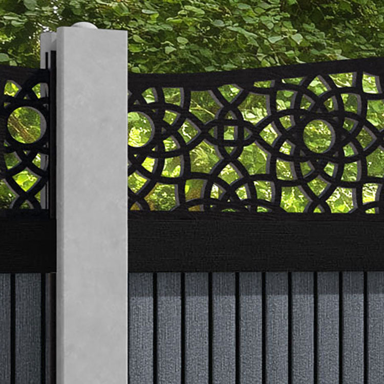 Virtis Ambar Curved Top Fence Panel - Anthracite - for existing concrete posts