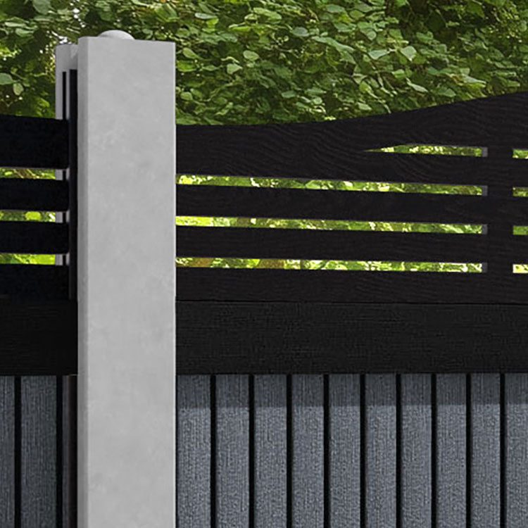 Virtis Aspen Curved Top Fence Panel - Anthracite - for existing concrete posts