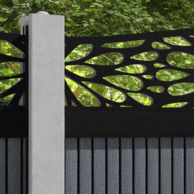 Virtis Blossom Curved Top Fence Panel - Anthracite - for existing concrete posts
