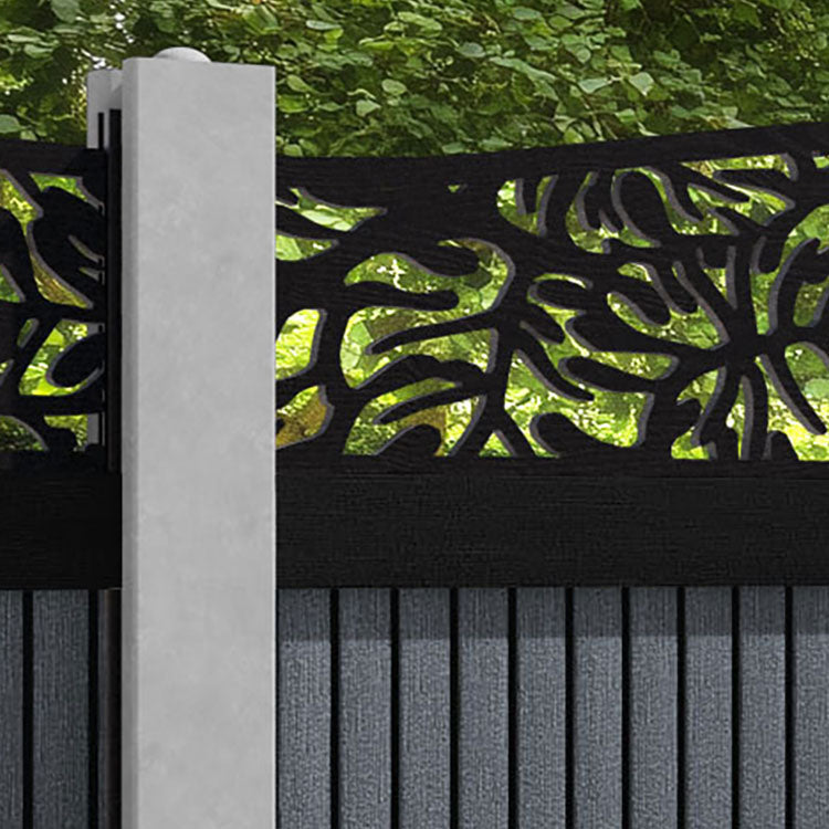 Virtis Botanic Curved Top Fence Panel - Anthracite - for existing concrete posts