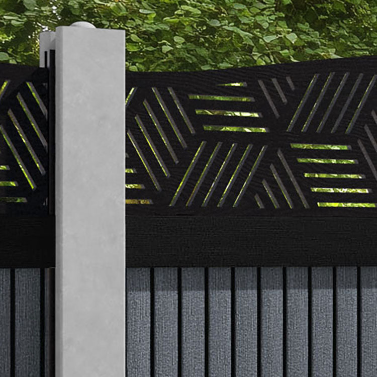 Virtis Cubed Curved Top Fence Panel - Anthracite - for existing concrete posts