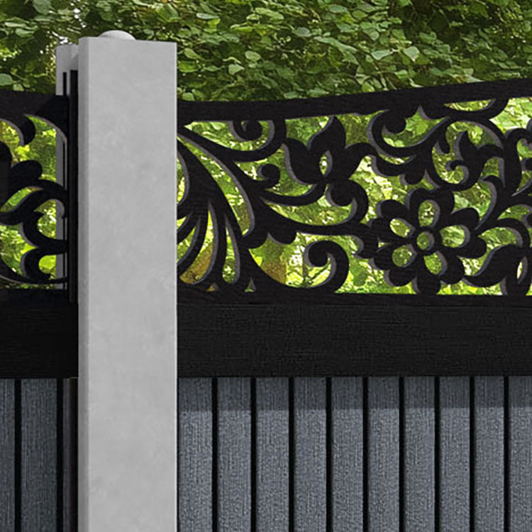Virtis Eden Curved Top Fence Panel - Anthracite - for existing concrete posts